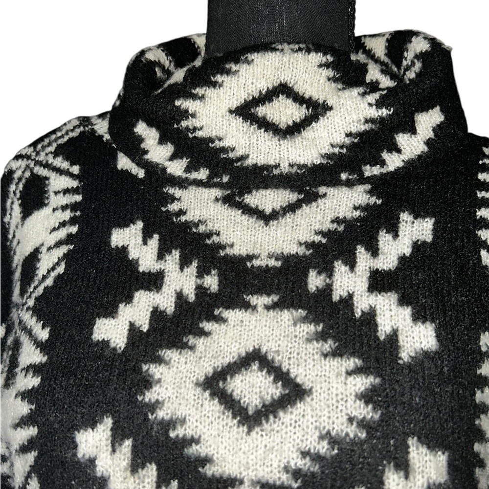 No Boundaries Aztec Cowl Neck Sweater XS | Boho Business Casual Pullover - Picture 4 of 6